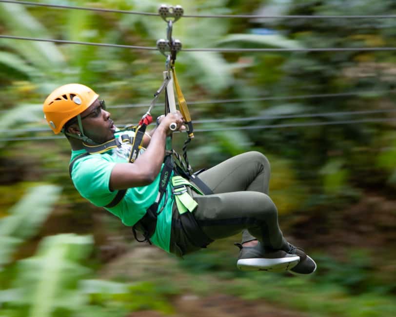 Castries, St. Lucia - Adrenaline Zipline - The first walk through the rainforest
