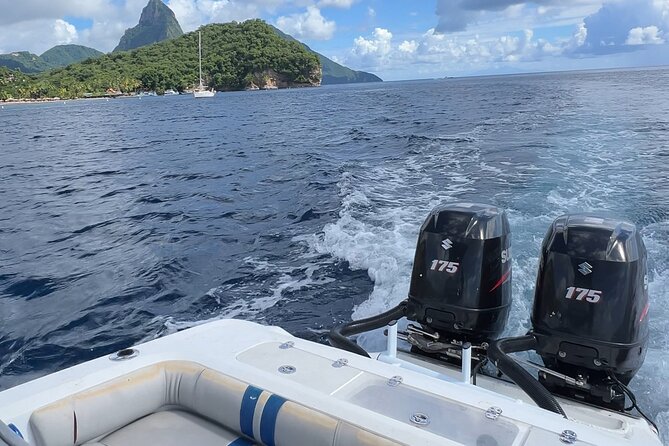 Private Boat Charter St. Lucia, boat tour to Soufriere. Full day - Jalousie Beach, between the Pitons