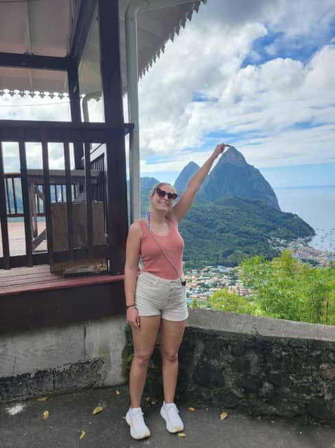 Saint Lucia Island Tour All Inclusive With Lunch - A St. Lucian buffet with the Pitons on the horizon
