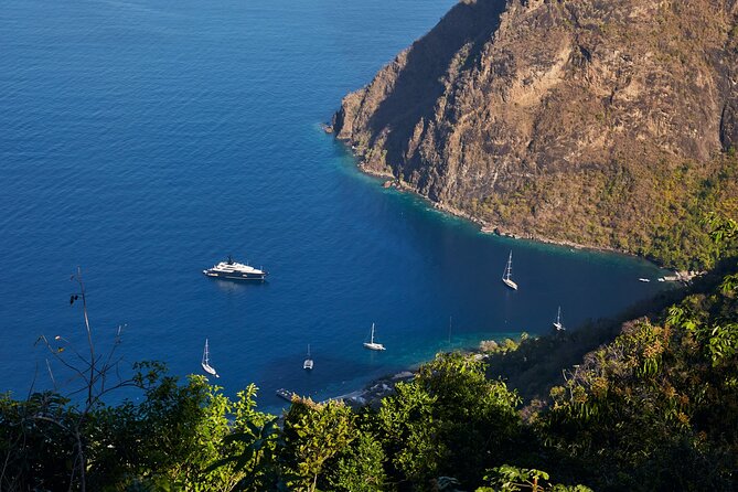 St. Lucia adventure: mud baths, waterfalls, gardens - First Piton views near Soufriere