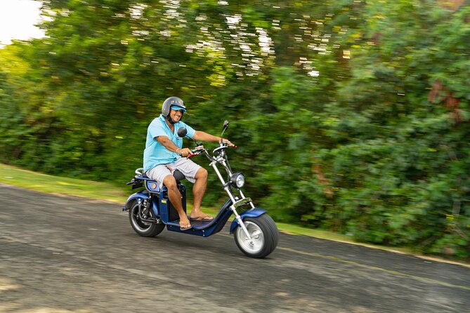 St.Lucia Beaches and Backroads Tour by Electric Big-Wheel Scooter - Rodney Heights, Monchy, and the cricket stadium