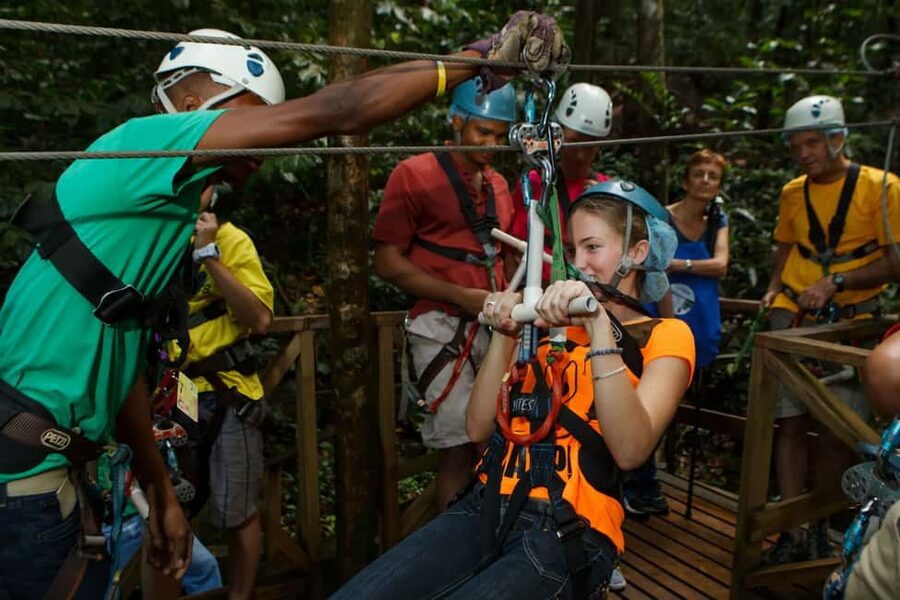 St Lucia Ultimate 3 Package: Aerial Tram Zip Line & Hiking - The return ride and island views